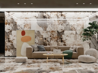 Thiết kế nội thất ấn tượng với gạch lát nền 80x160 Ấn Độ