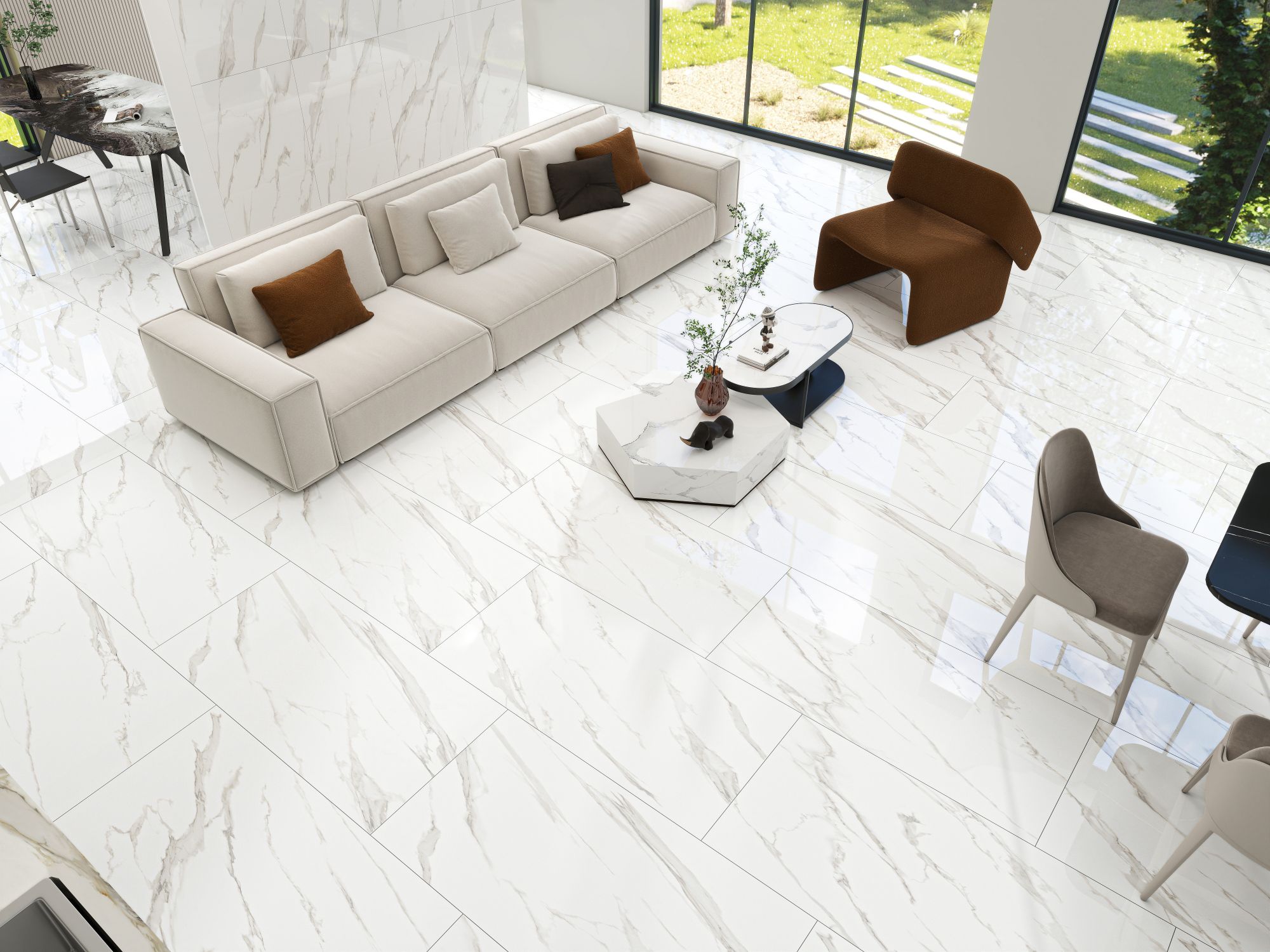 Gạch lát nền 60x120 đẹp cho phòng khách