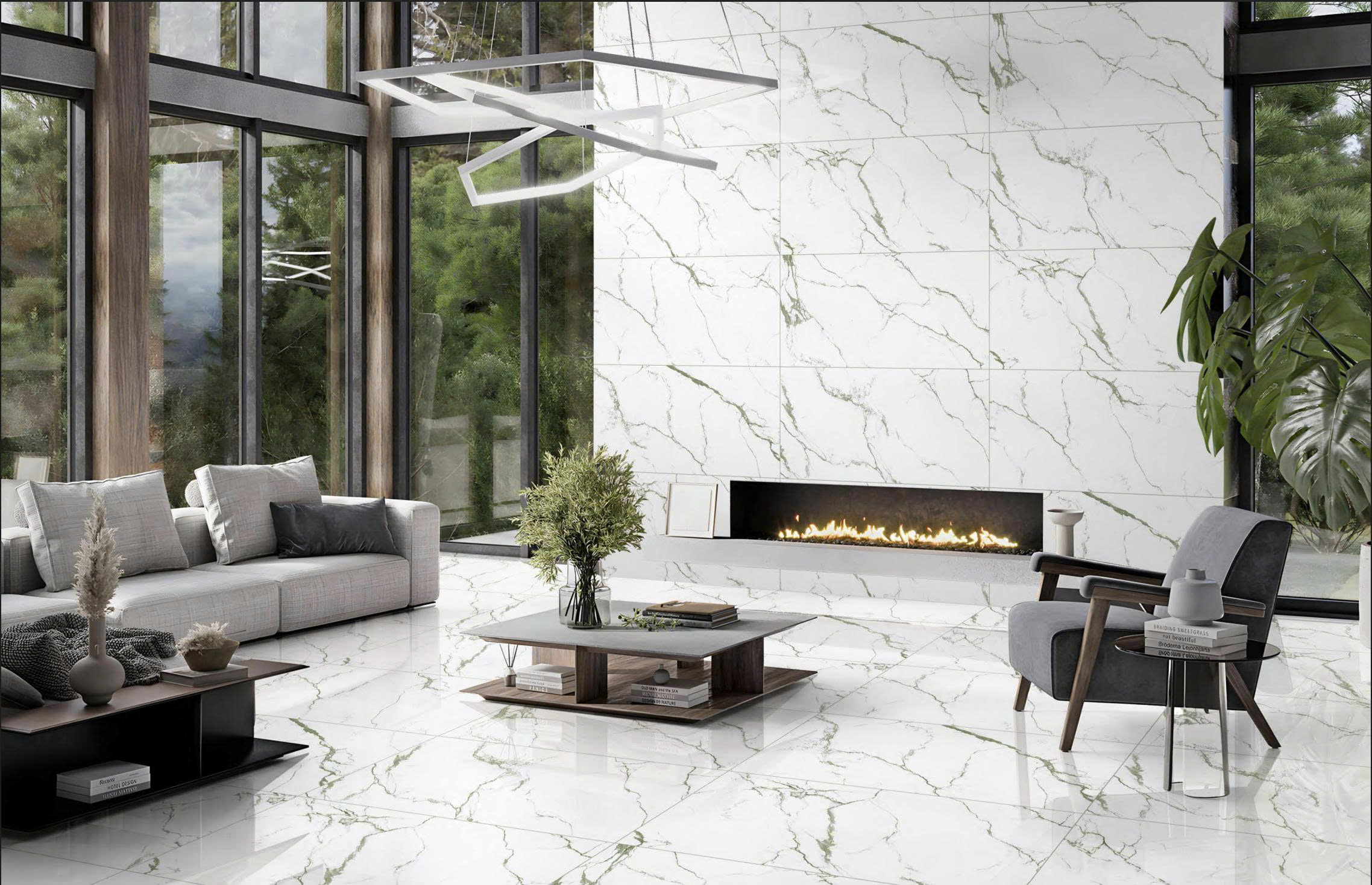 gạch 60x120 ấn độ lát nền phòng khách