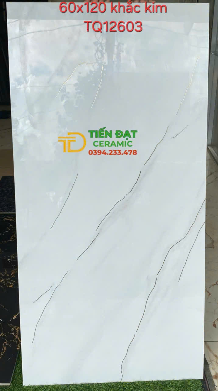 Đá Đồng Chất TQ 60x120 Trắng Nhũ Vàng Ốp Lát Khách Sạn