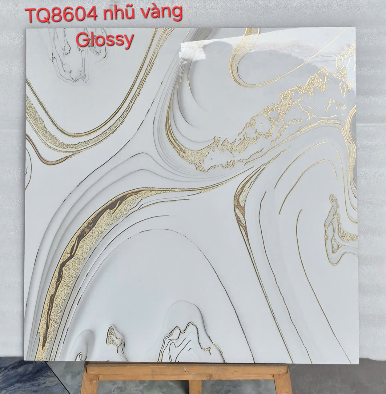 Gạch Bóng Kiếng Nhũ Vàng 80x80 Ốp Lát Biệt Thự Khắc Kim
