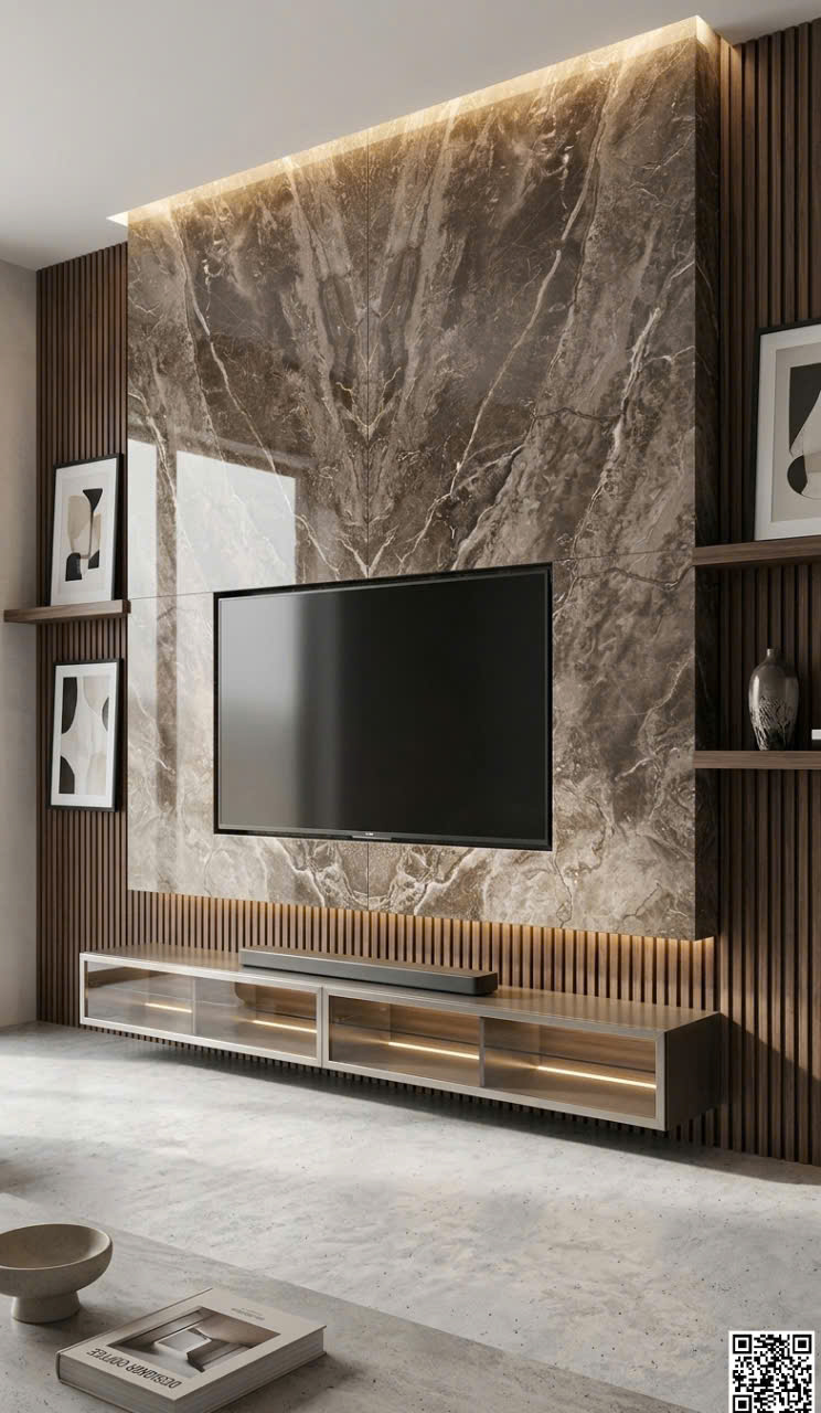 Đá Granite 40x80 Vân Nâu Ốp Tường Ánh Kim Cao Cấp