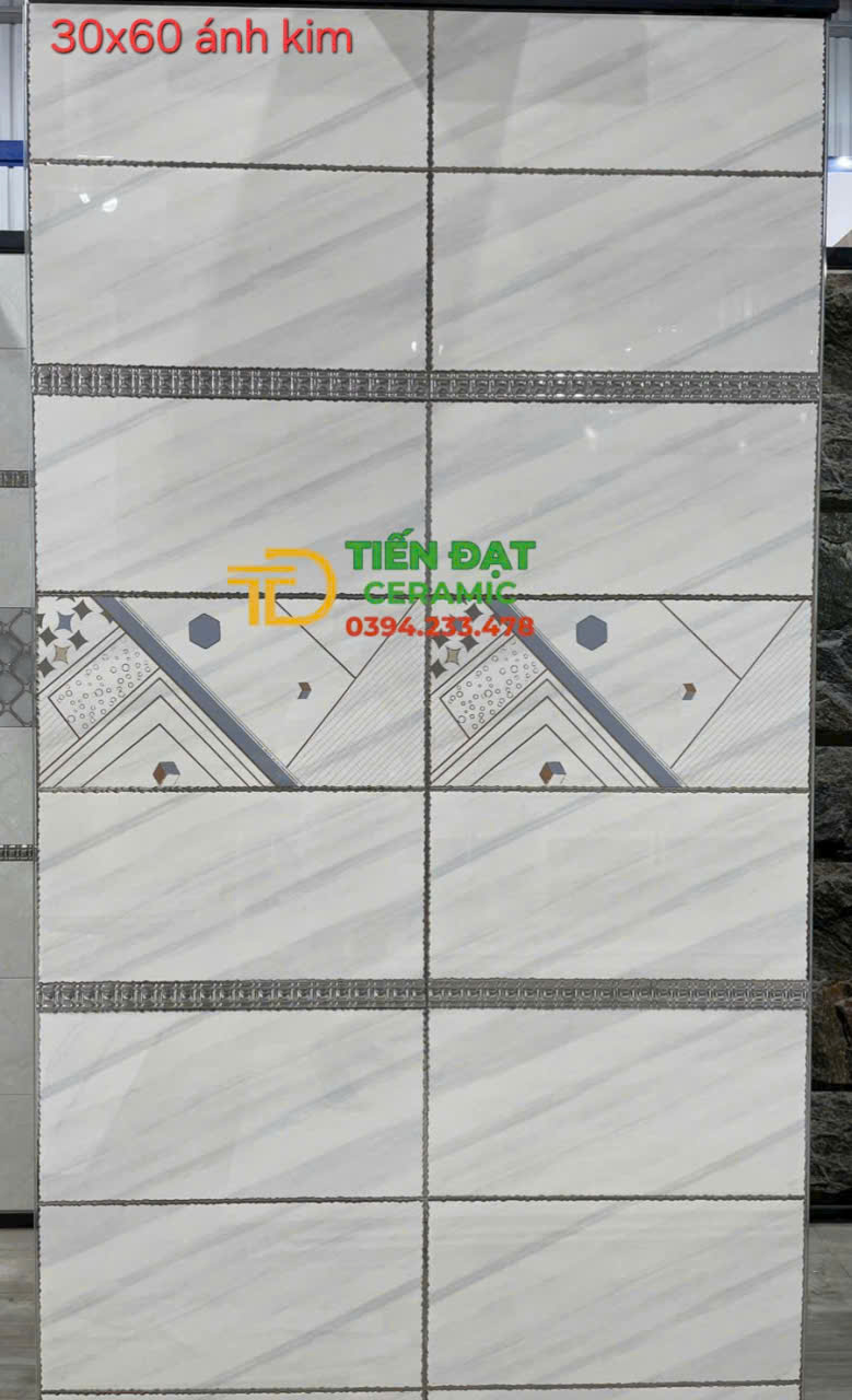 Gạch Bóng Kính TQ 30x60 Trang Trí Khắc Kim Mới Đẹp