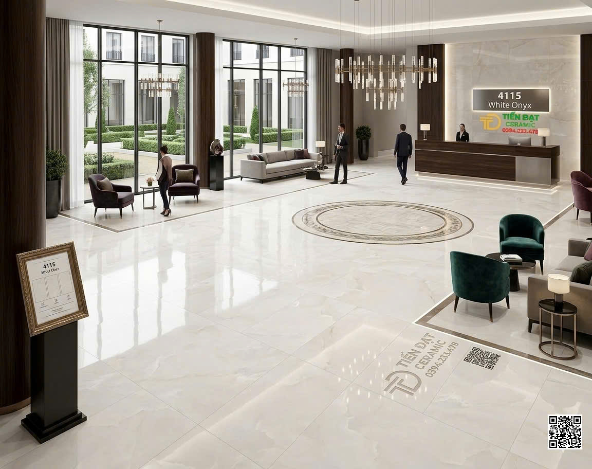 Gạch Cao Cấp 120x180 Khổ Lớn Lát Nền Khách Sạn Quầy Tiếp Tân