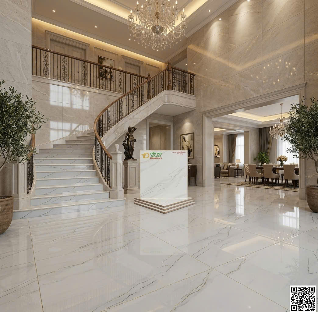 Gạch Cao Cấp TQ 80x80 Nhũ Vàng Ốp Lát Biệt Thự