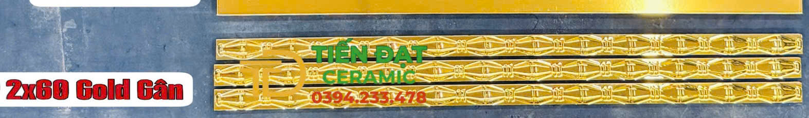 Gạch Chỉ Vàng 2x60 Viền Nổi Ốp Trang Trí Cao Cấp