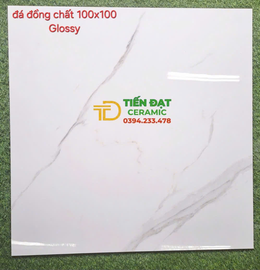 Gạch Đá Đồng Chất 100x100 Trắng Vân Lát Phòng Khách