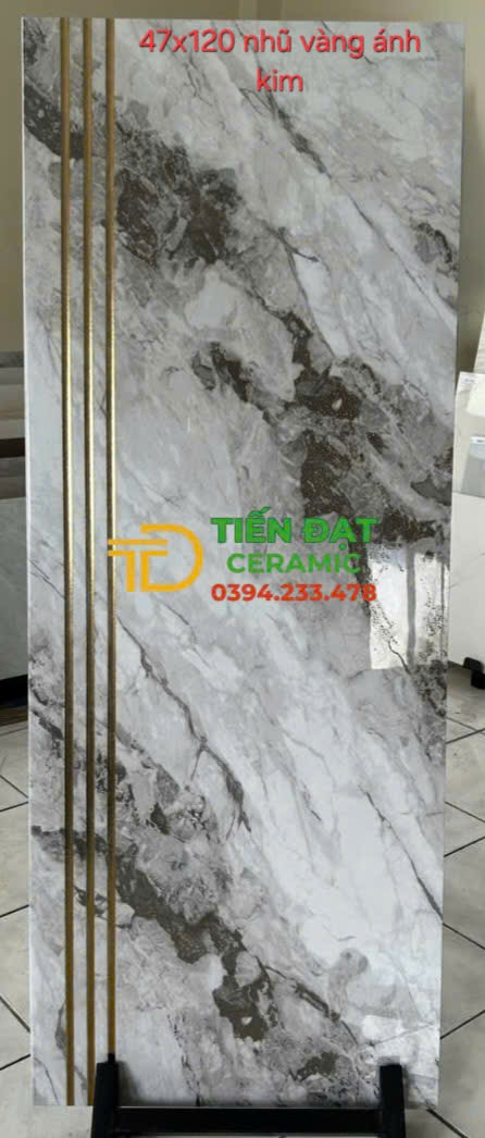 Gạch Đá Granite TQ 47x120 Ốp Bậc Cầu Thang Khắc Vàng