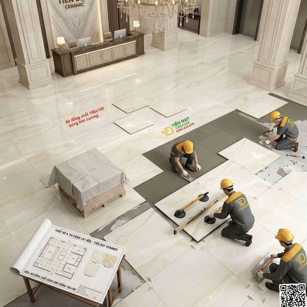 Gạch Khổ Lớn Granite 100x100 TQ Vân Xanh Ngọc Đá Thạch anh