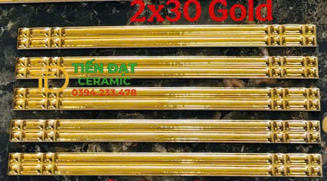 Gạch Đũa Chỉ Vàng 2x30 Viền Nổi Trang Trí Giá Rẻ