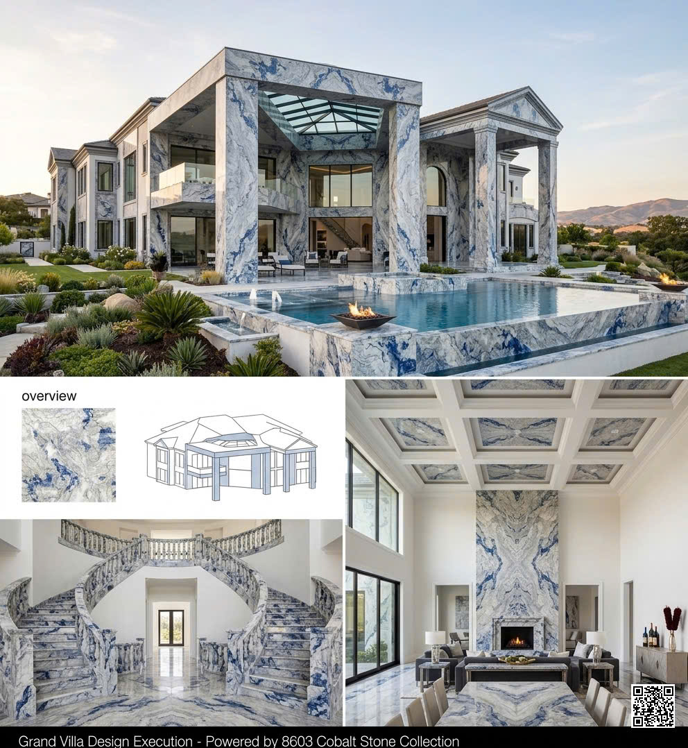 Gạch Lát Nền 80x80 Trắng Xanh Nhũ Vàng TQ