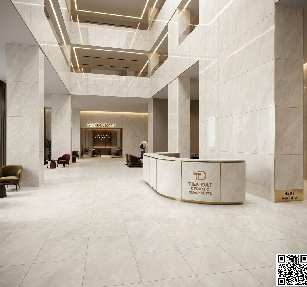 Gạch Khổ Lớn 120x180 Đá Mờ  Ốp Lát Quầy Tiếp Tân Đại Sảnh