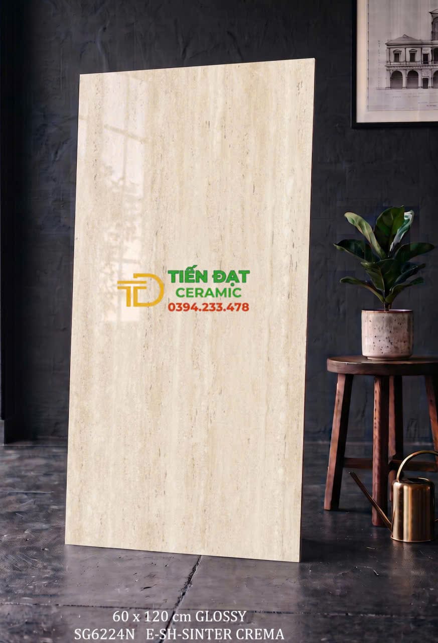 Gạch Khổ Lớn 60x120 Vân Vàng Sọc Bóng Kiếng 