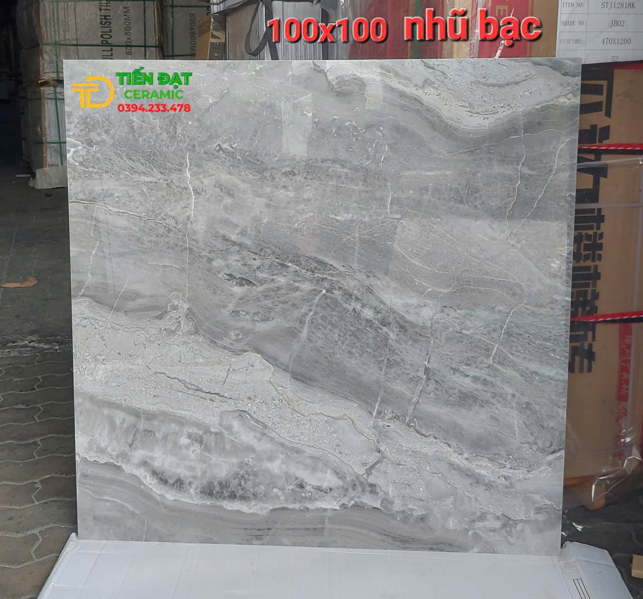 Gạch Khổ Lớn TQ 100x100 Nhũ Bạc Vàng Lát Nền Nhà Hàng