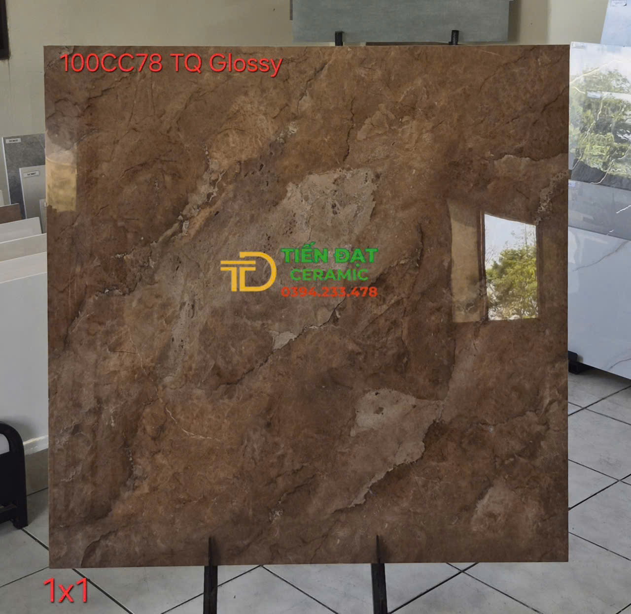 Gạch Khổ Lớn TQ 100x100 Vân Nâu Đậm Ốp Lát Nhà Hàng