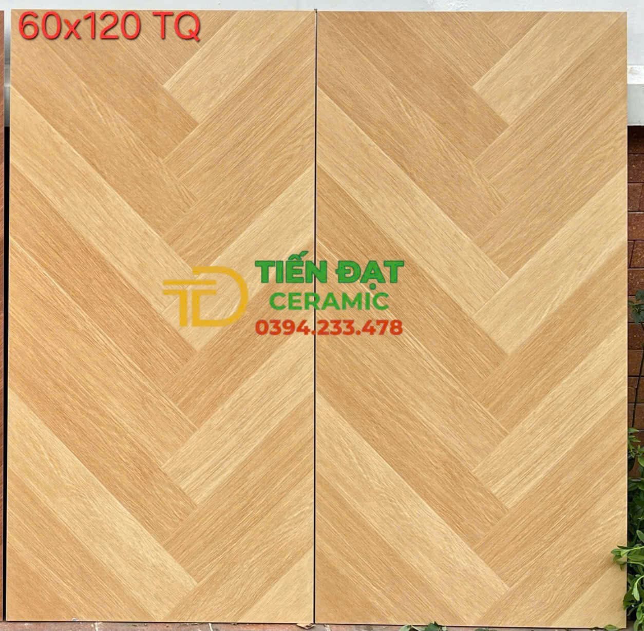 Gạch Khổ Lớn TQ 60x120 Giả Gỗ Vân Vàng Ghép Sương cá 