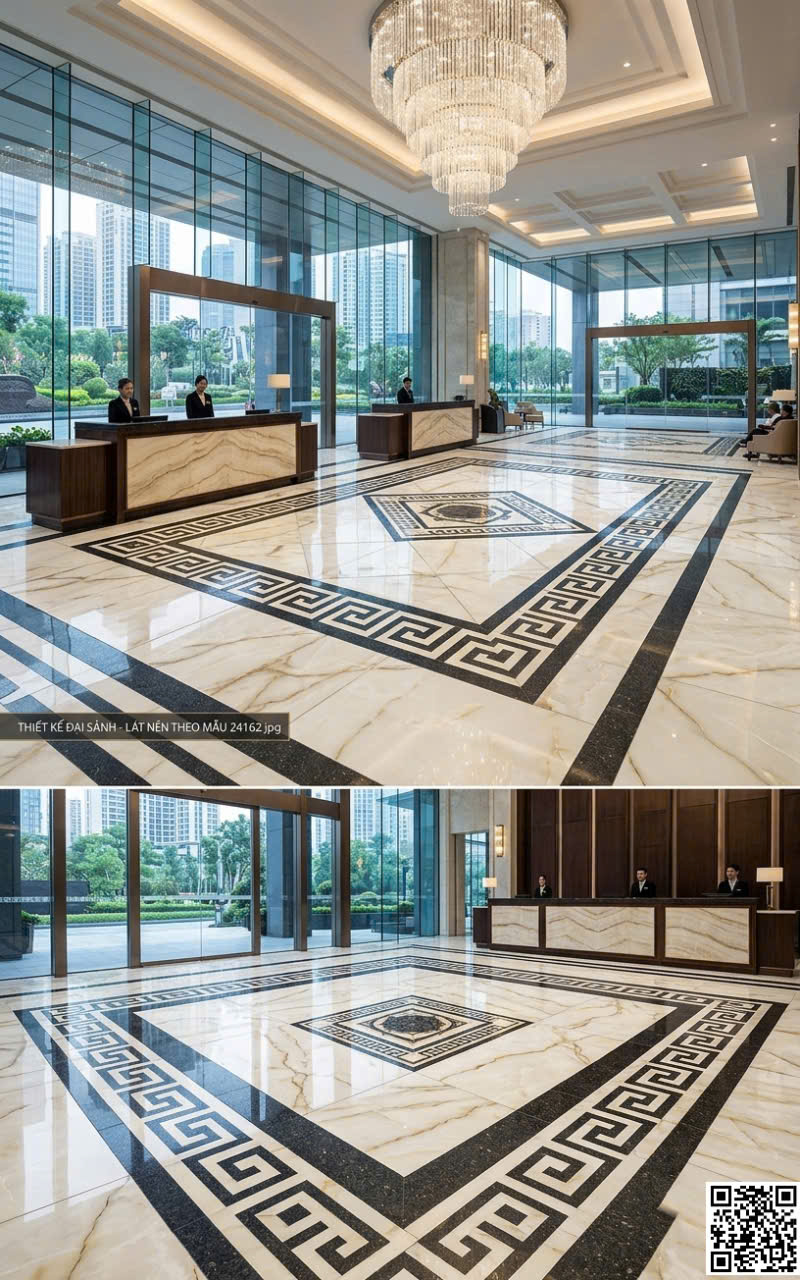 Gạch Bóng Kiếng TQ 60x120 Lát Nền Xanh Nhạt Khắc Vàng