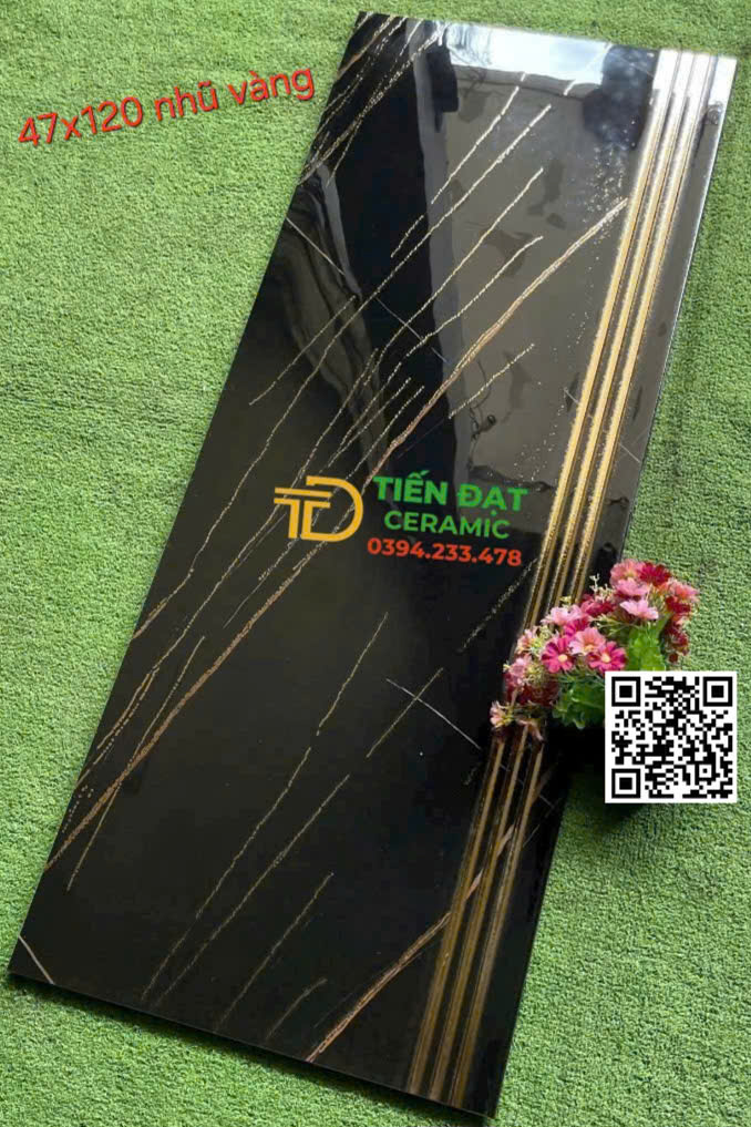 Tổng Kho Gạch Cầu Thang TQ 47X120 Đen Vàng Ánh Kim 