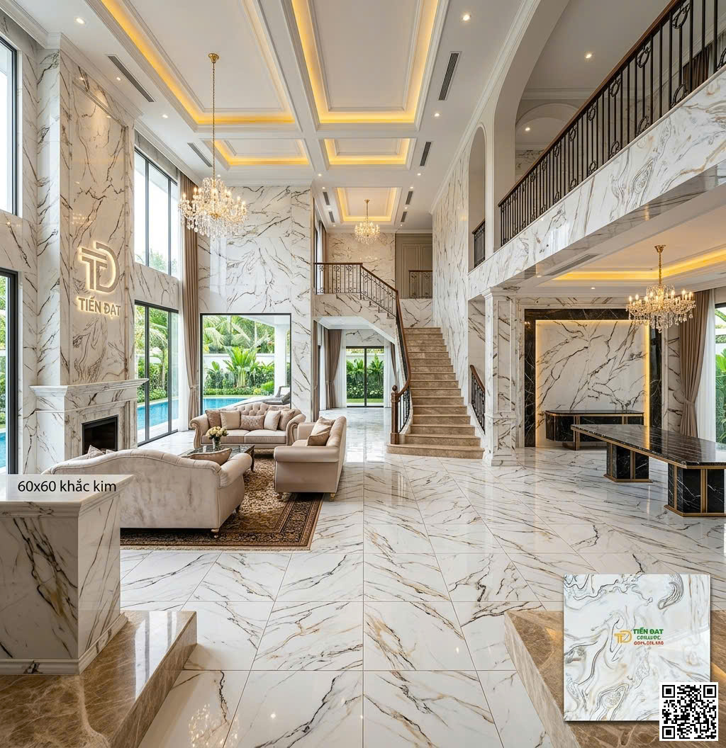 Tổng Kho Gạch TQ 60x60 Vân Ngọc Thạch Khắc Kim Mẫu Mới