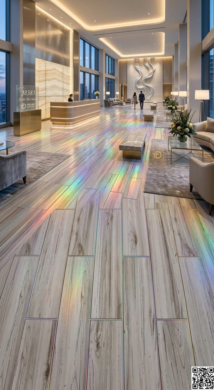 Gạch Giả Gỗ TQ 80x80 Lát Phòng Khách Nhũ Vàng Bạc 7 Màu