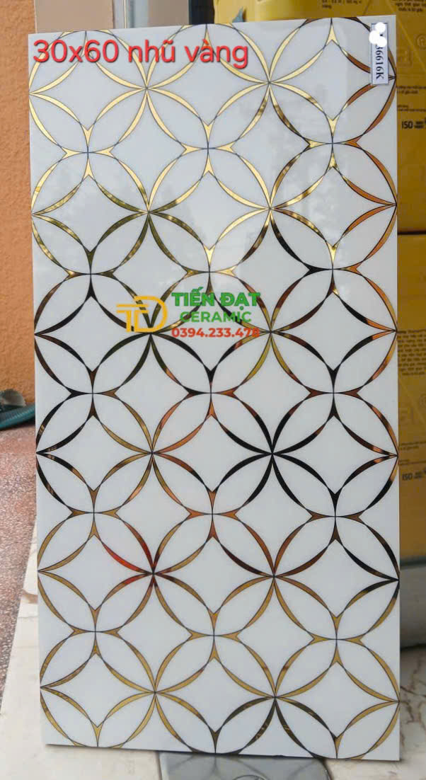 Gạch Nhập Khẩu TQ 30x60 Nhũ Vàng Ốp Tường Trang Trí 