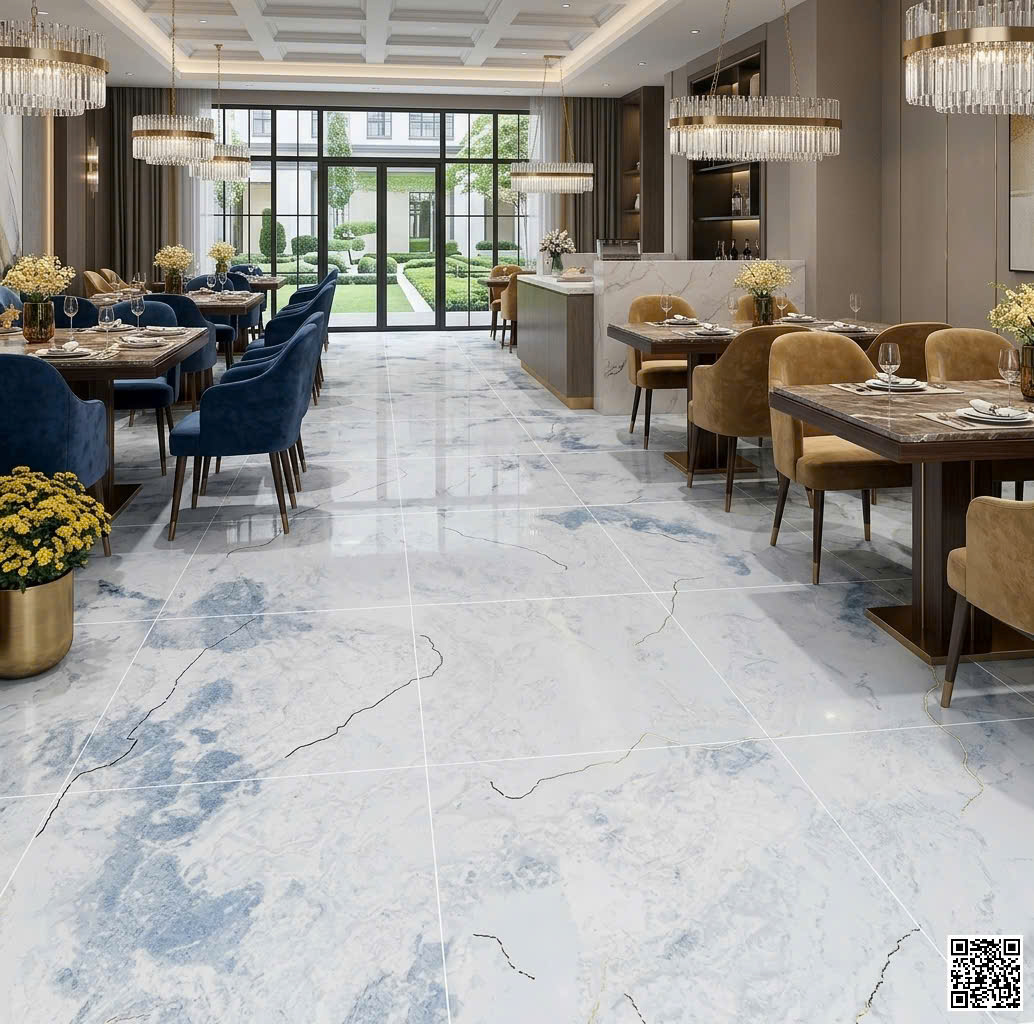 Tổng Kho Gạch TQ 60x60 Trắng Xanh Nhạt Nhũ Vàng Tại Miền Nam