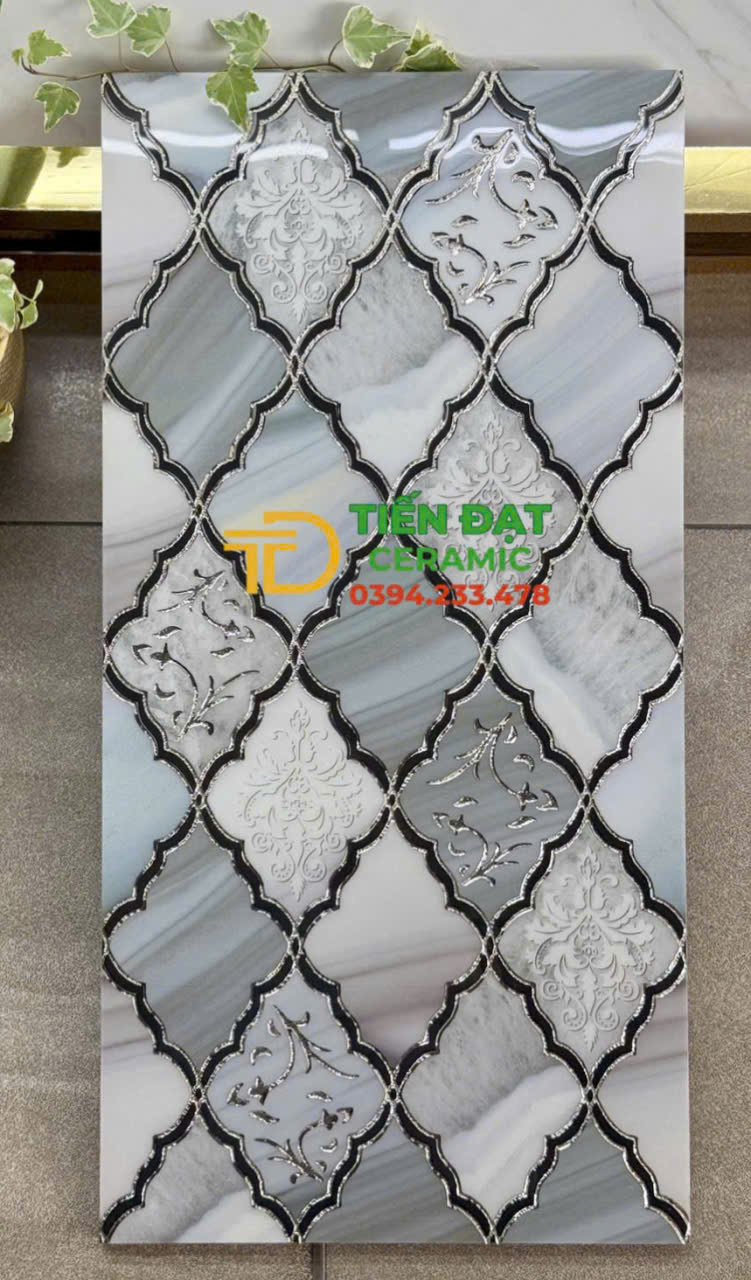 Gạch Nhũ Bạc Trắng TQ 30x60 Ô Vuông Trang Trí Mới Nhất