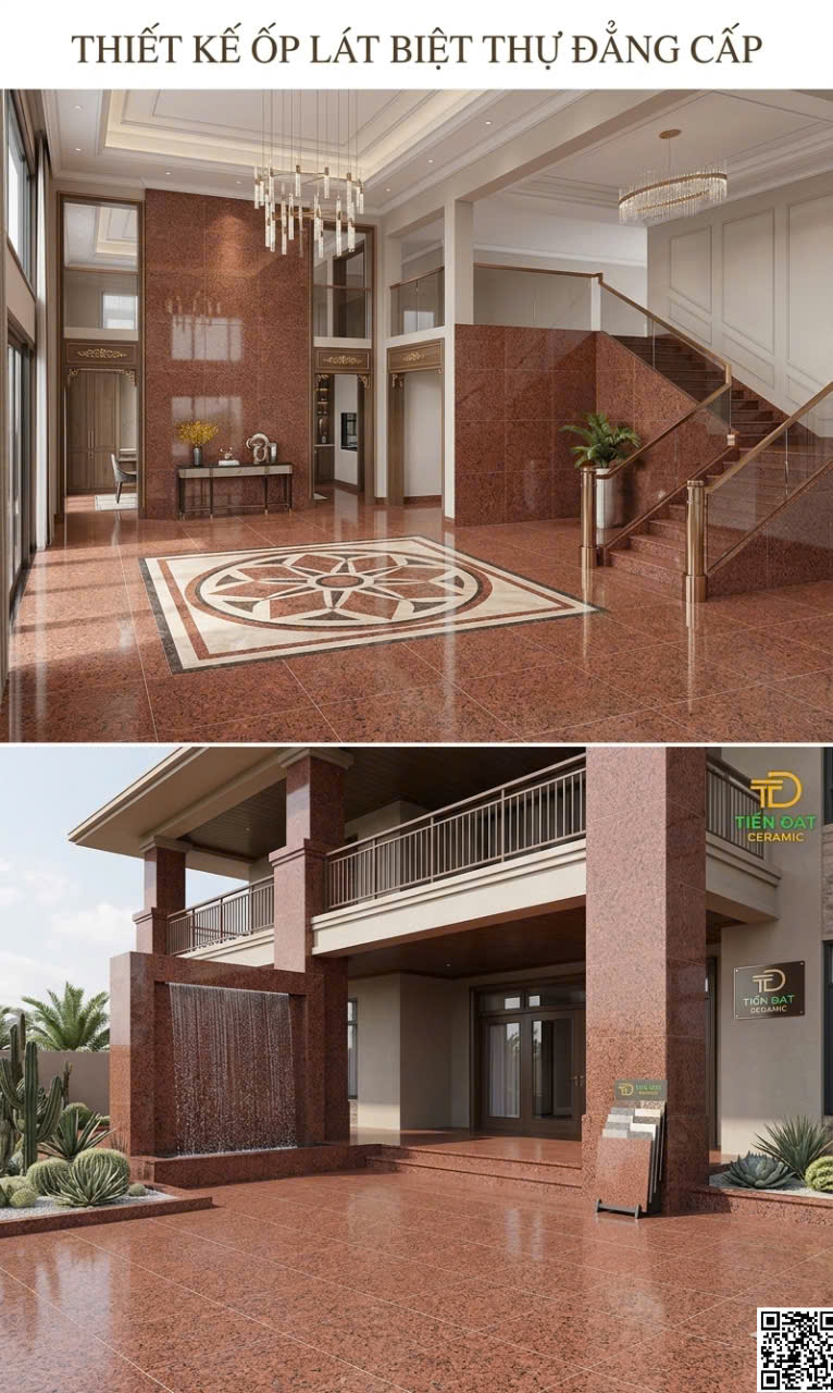 Gạch Granite 60x120 Đỏ Hoa Cương Khắc Vàng Trang Trí Điểm Nhấn
