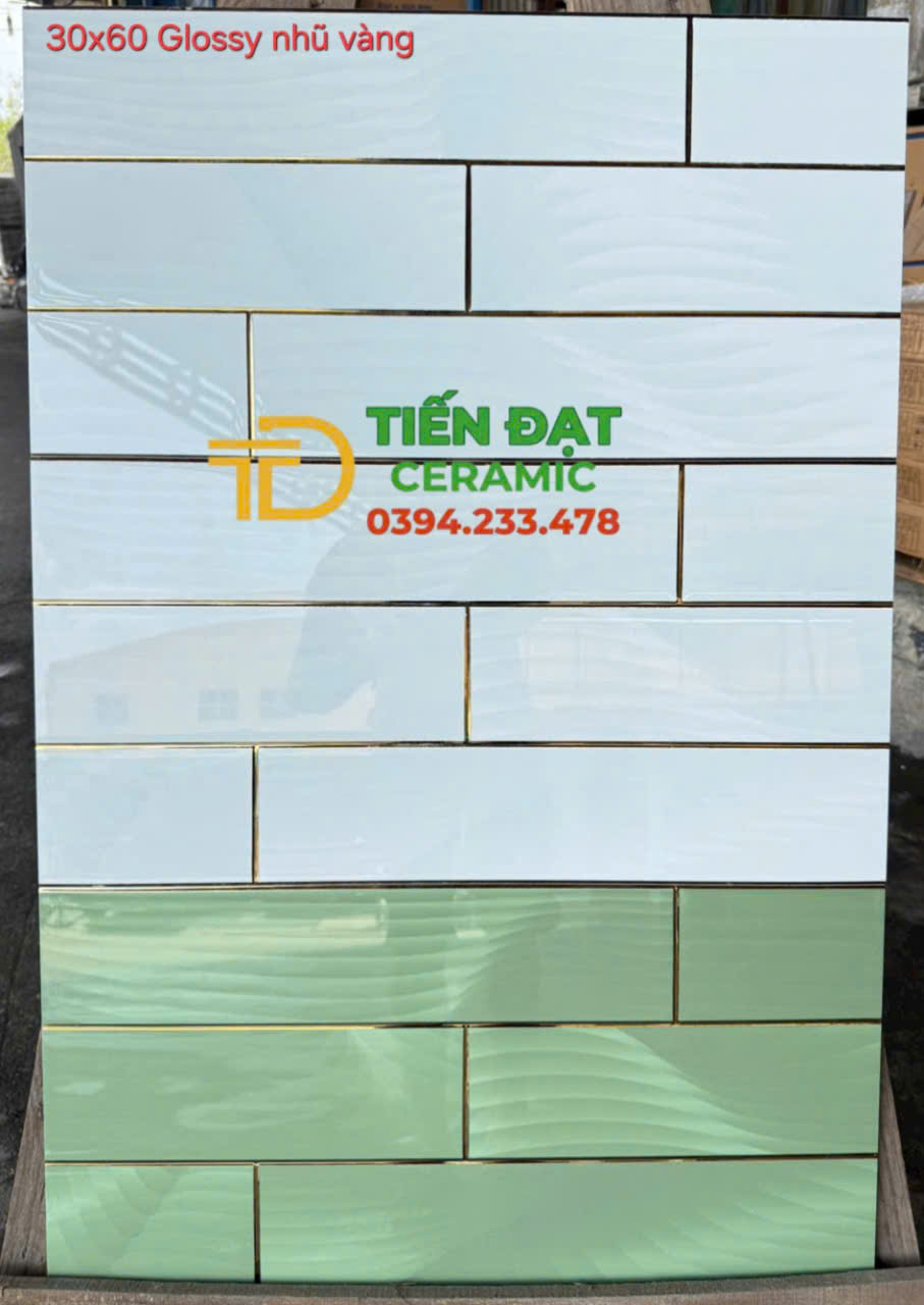 Gạch Nhũ Vàng TQ 30x60 Bộ Xanh Đậm Nhạt Cao Cấp