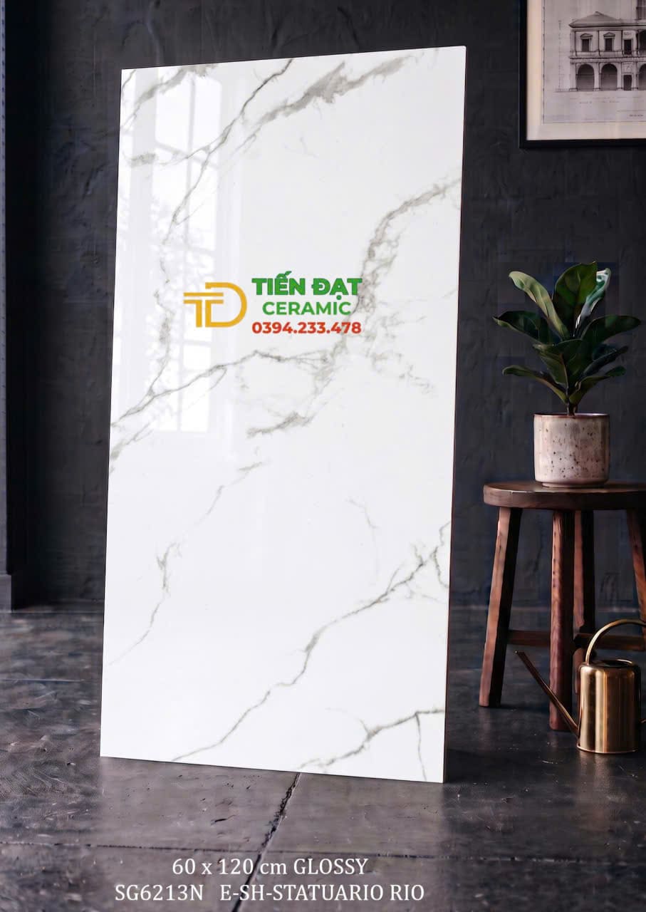 Gạch Ốp Lát 60x120 Trắng Vân Xám Vi Tinh Mới Đẹp