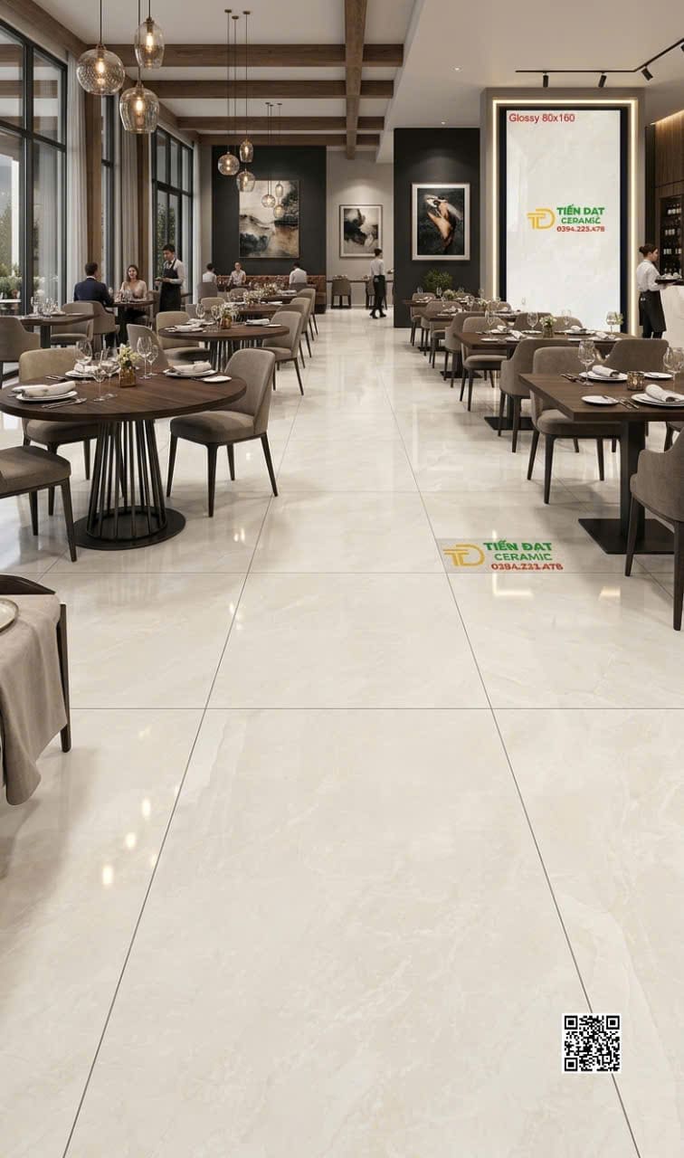 Gạch Khổ Lớn 80x160 Lát Nền Nhà Hàng Cao Cấp