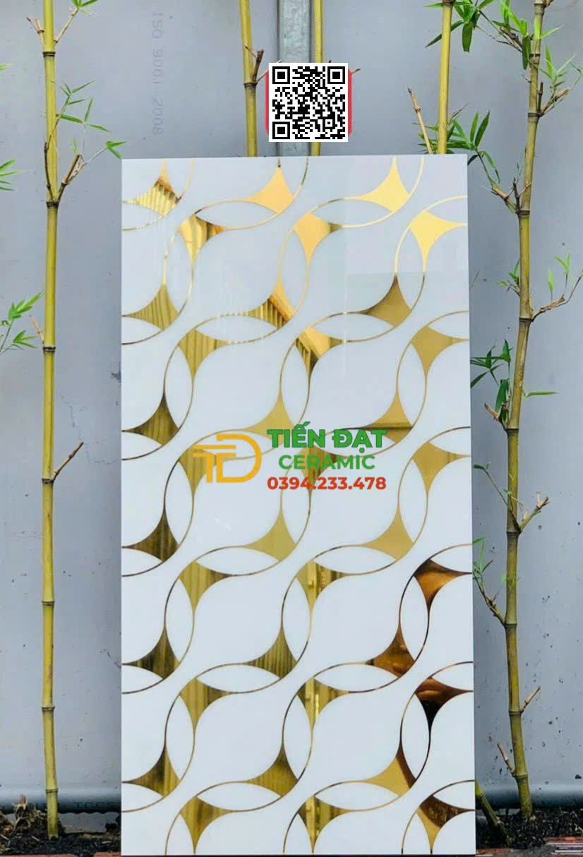 Gạch Ốp Mặt Tiền 30x60 Bóng Kiếng Khắc Kim Trung Quốc 