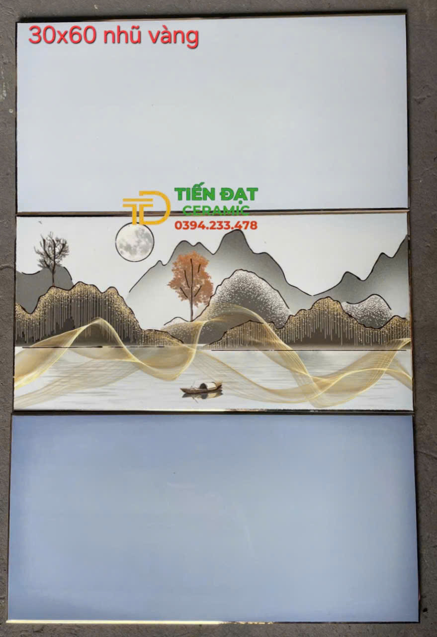 Gạch Ốp Tường 30x60 Bộ Xanh Đậm Nhạt Ánh Kim Tuyến