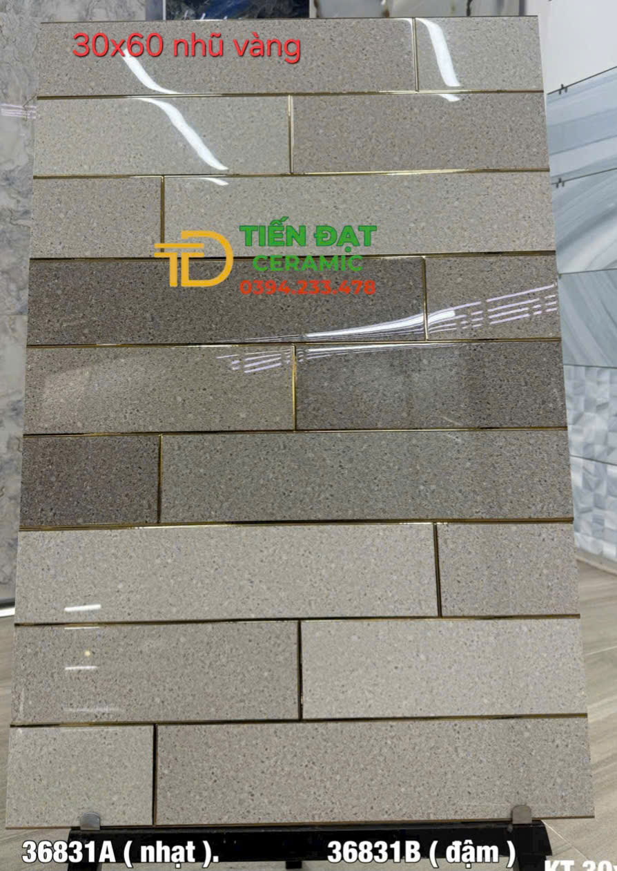 Gạch Ốp Tường 30x60 Khắc Kim Vân Xám Đậm Nhạt