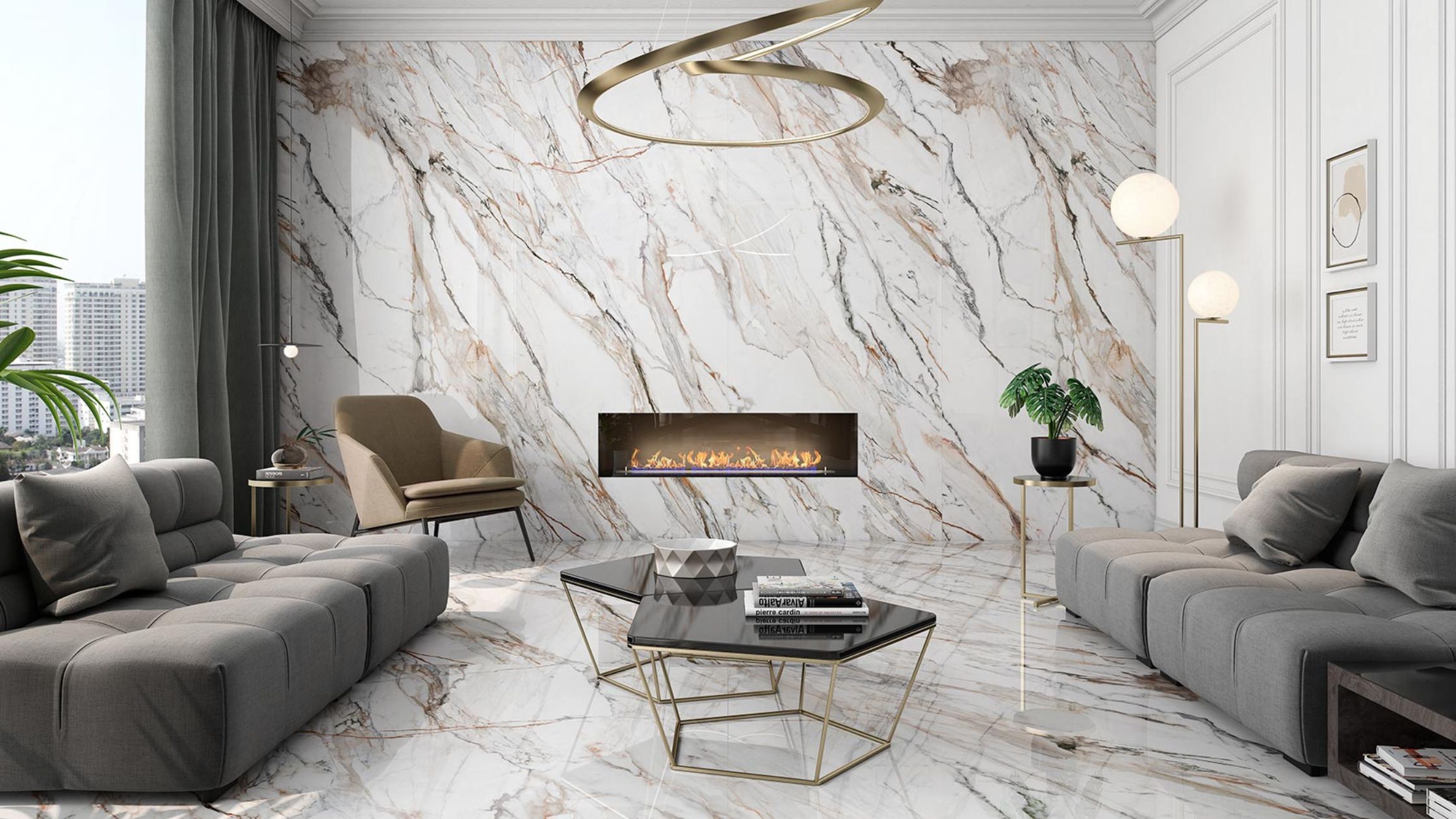 Gạch Ốp Tường Phòng Khách Khổ Lớn