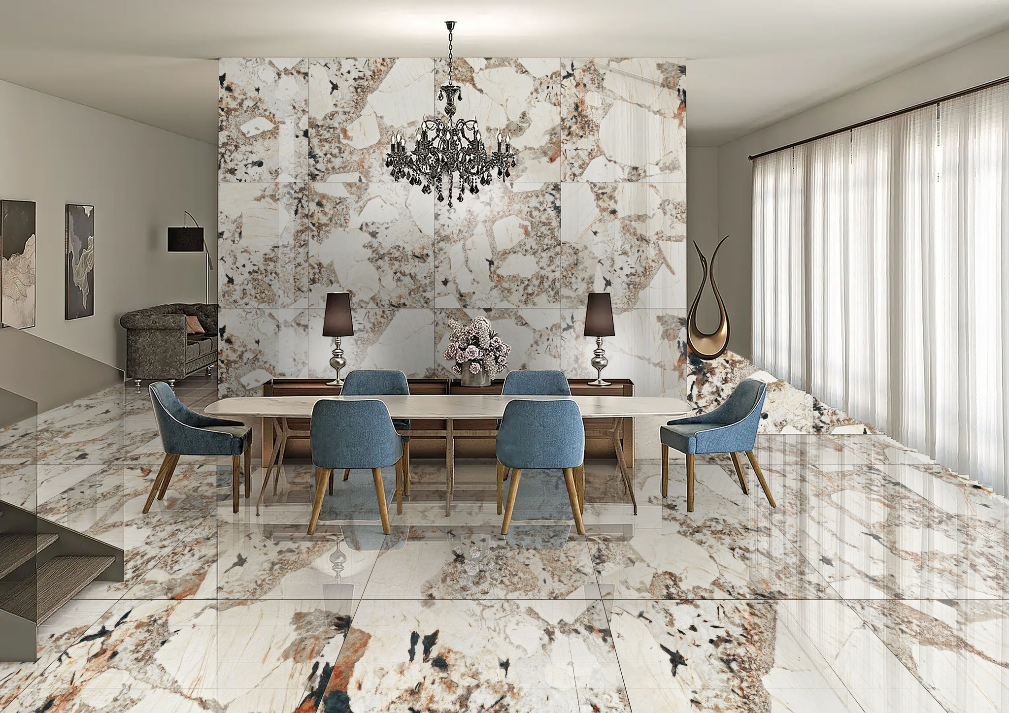 Gạch Ốp Tường Phòng Khách Khổ Lớn