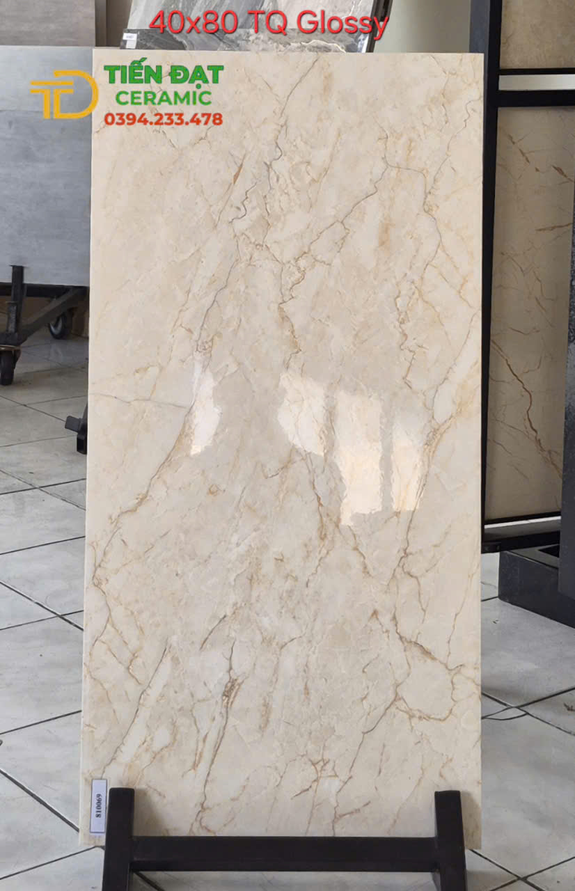 Gạch Ốp Tường TQ 40x80 Vân Vàng Bóng Kiếng Kim Cường