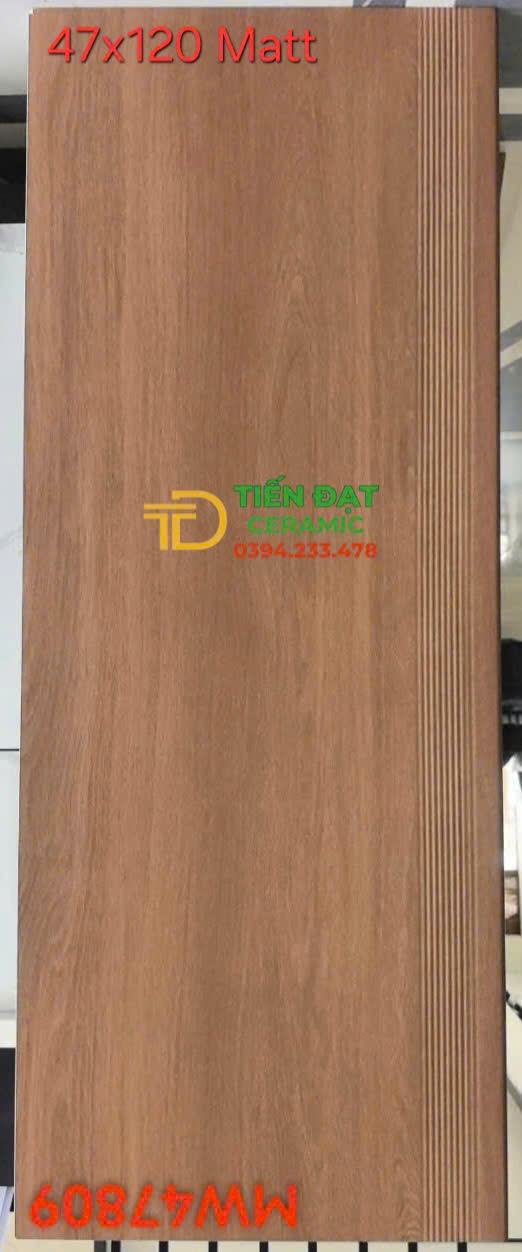 Kho Gạch TQ 47x120 Gạch Gỗ Vân Nâu Đỏ Lát Cầu Thang