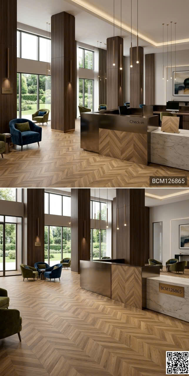 Gạch Giả Gỗ Xương Cá 60x120 Ốp Lát Phòng Khách