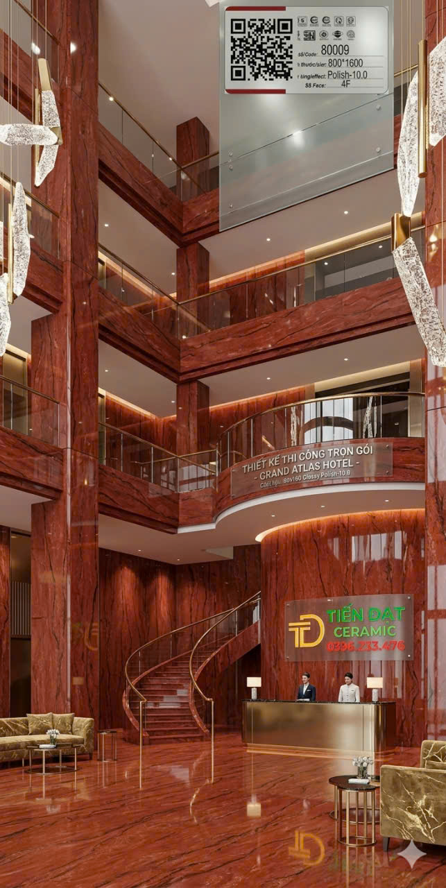 Gạch Khổ Lớn Prime 80x160 Vân Đen Đỏ Ốp Lát