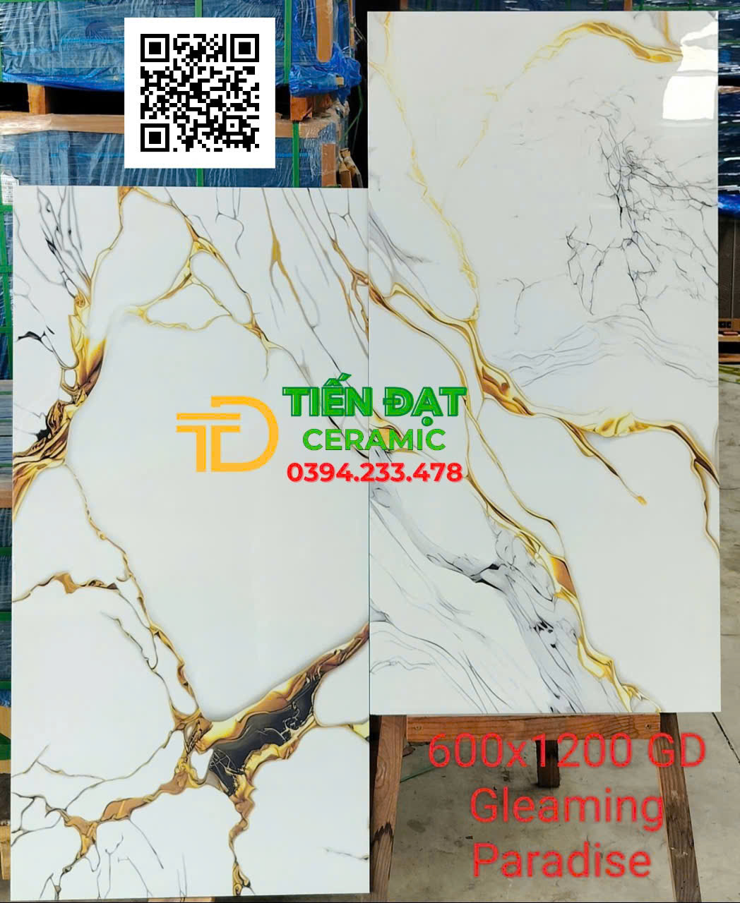 Đá Bóng Marble 60x120 Trắng Khắc Kim Ốp Chụ Cổng