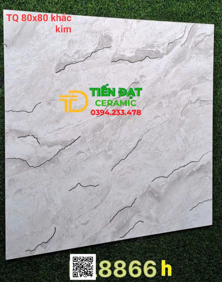 Đá Cao Cấp TQ 80x80 Ốp Lát Vân Xám Khắc Kim TQ