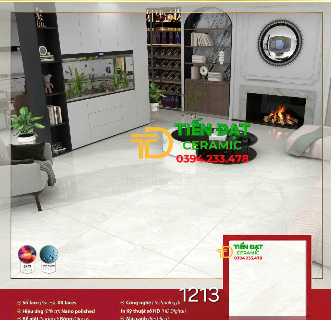 Gạch Bóng Kiếng Kim Cương 120x120 Cao Cấp Prime Tại Quận 7