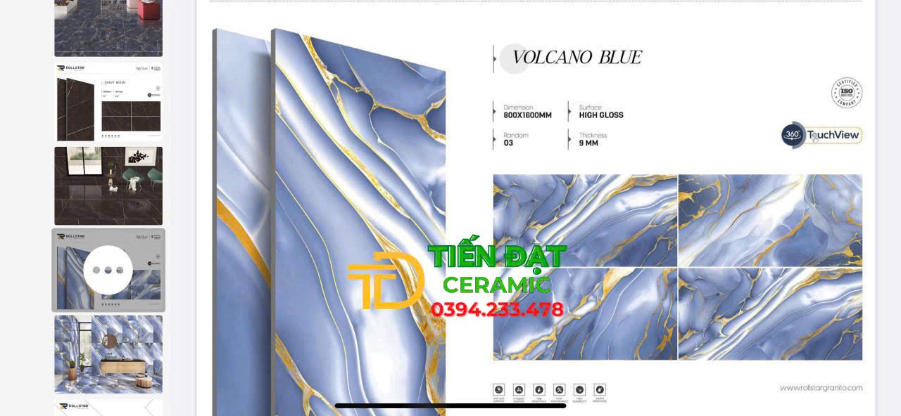 Gạch Bóng Kiếng 80x160 Xanh Trắng Vàng Ốp Lát