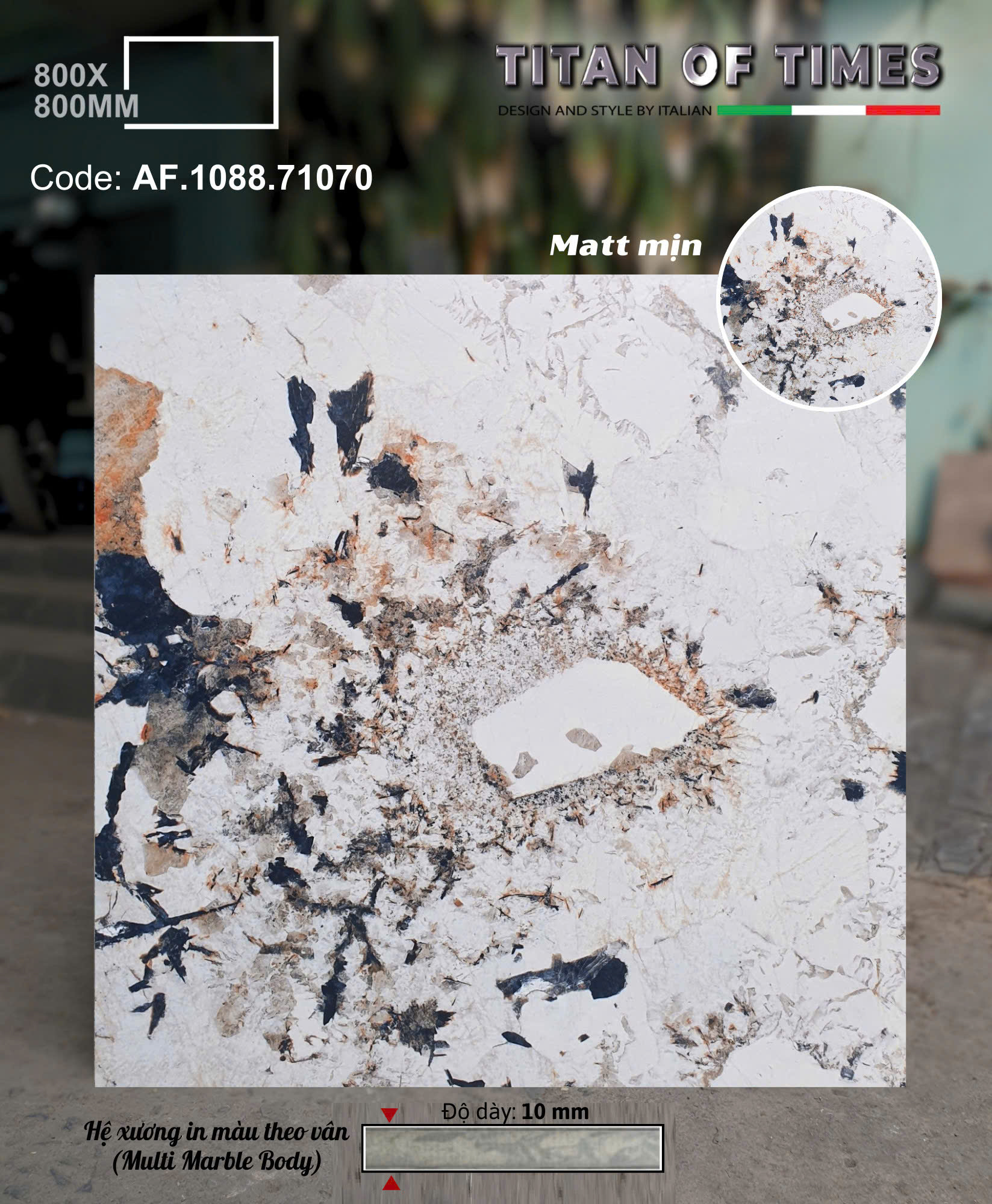 Gạch Cao Cấp Apodio 80x80 Men Mờ Mịn Giả Đá 