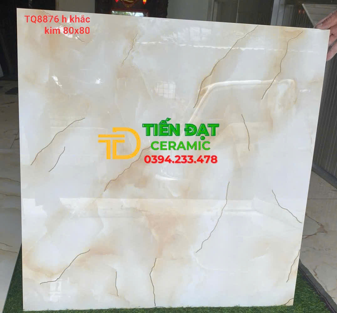 Gạch Đá Bóng Kiếng TQ 80x80 Lát Nền Nhũ Vàng Giá Rẻ