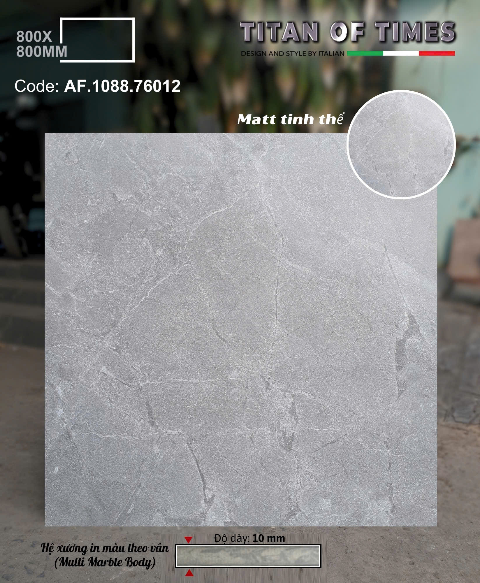 Gạch Đá Mờ Granite 80x80 Vân Xám Đá Apodio Cao Cấp 