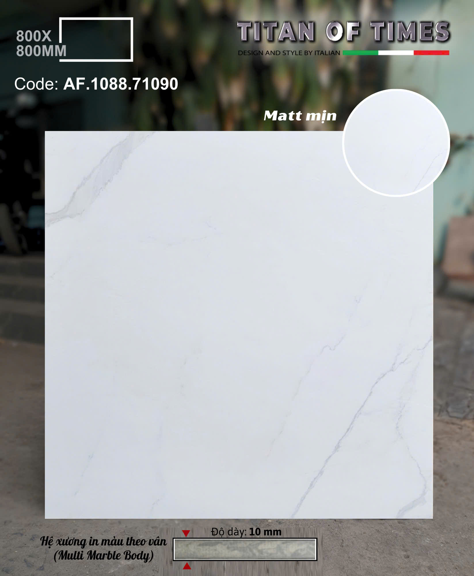 Gạch Đá Mờ Lát Nền 80x80 Apodio Trắng Vân Matt Mịn 
