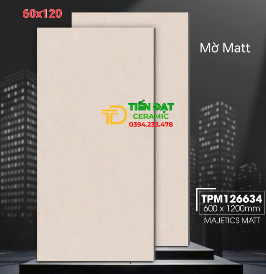 Gạch Đá Mờ Vicera 60x120 lát Nền Vân Vàng Mẫu Mới