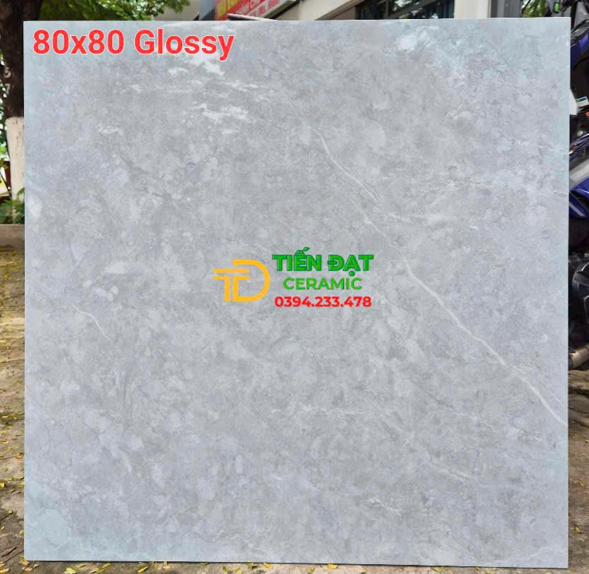 Gạch Đá Ốp Lát 80x80 Vân Xám Giả Đá Bóng Kiếng